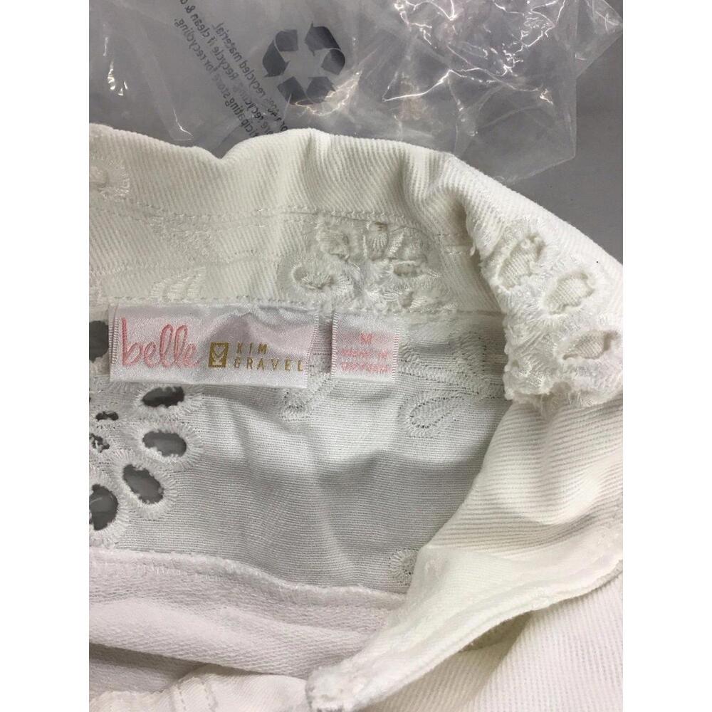 Belle by Kim Gravel eyelet jacket w knit sleeves and back white medium new QVC - Picture 3 of 4